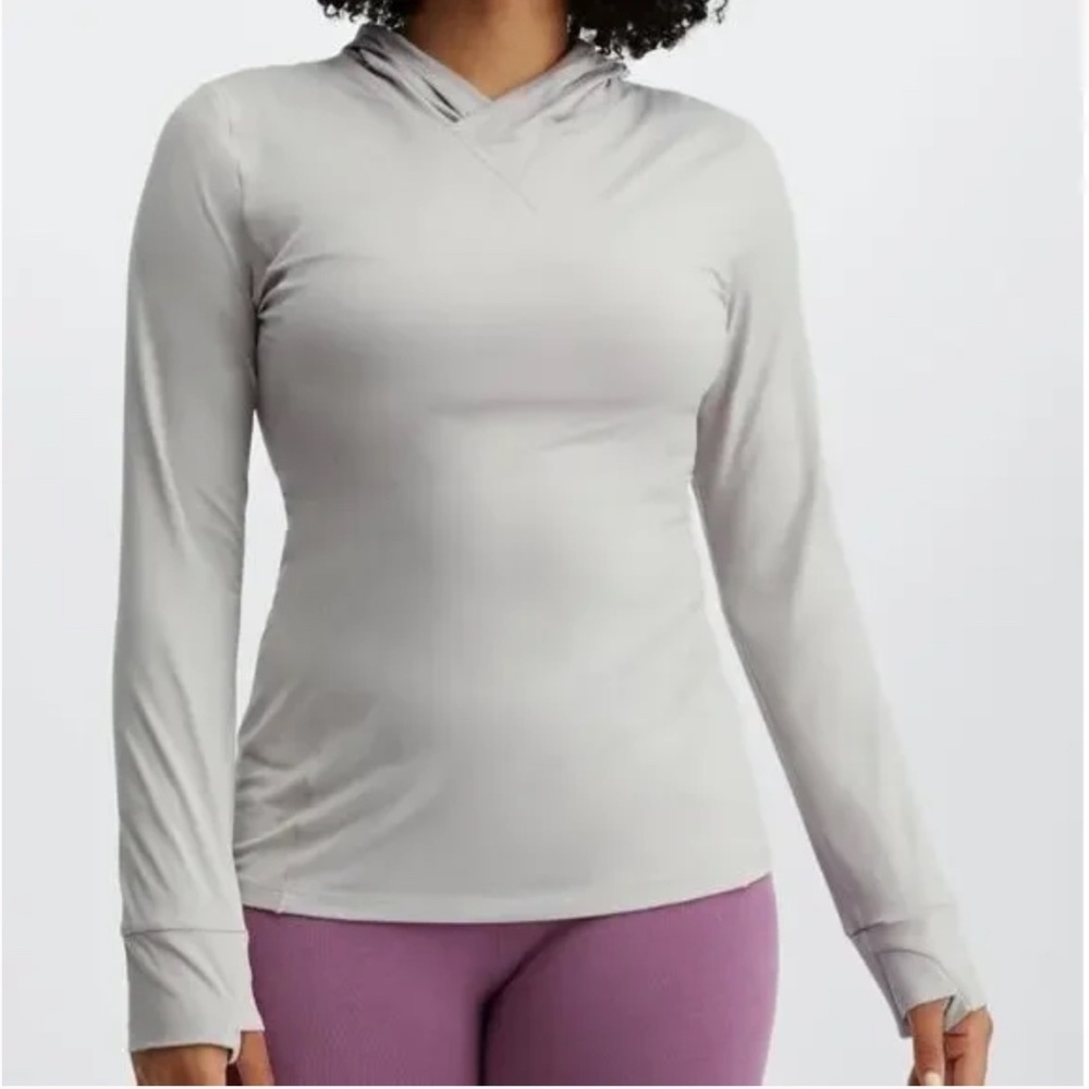 Fabletics Women's Phoenix Run Hoodie Light Gray Long Sleeve Size Large